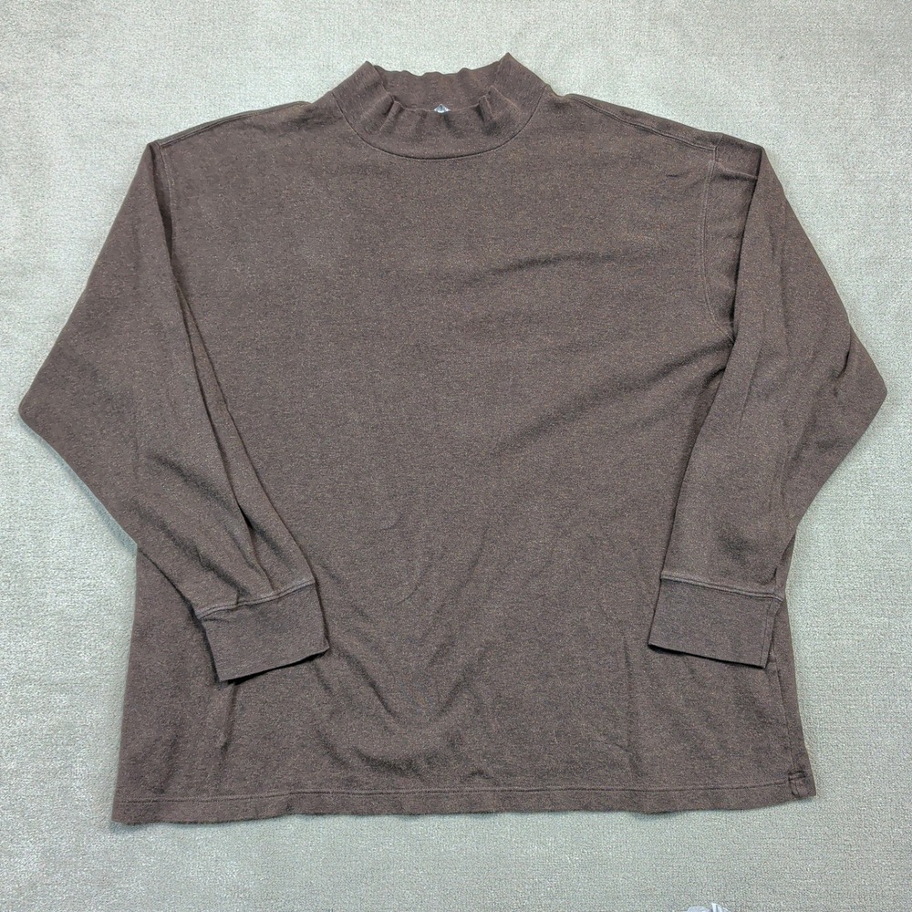 Daniel Cremieux Shirt Mens XL Brown Pima Cotton Signature Collection Mock Neck